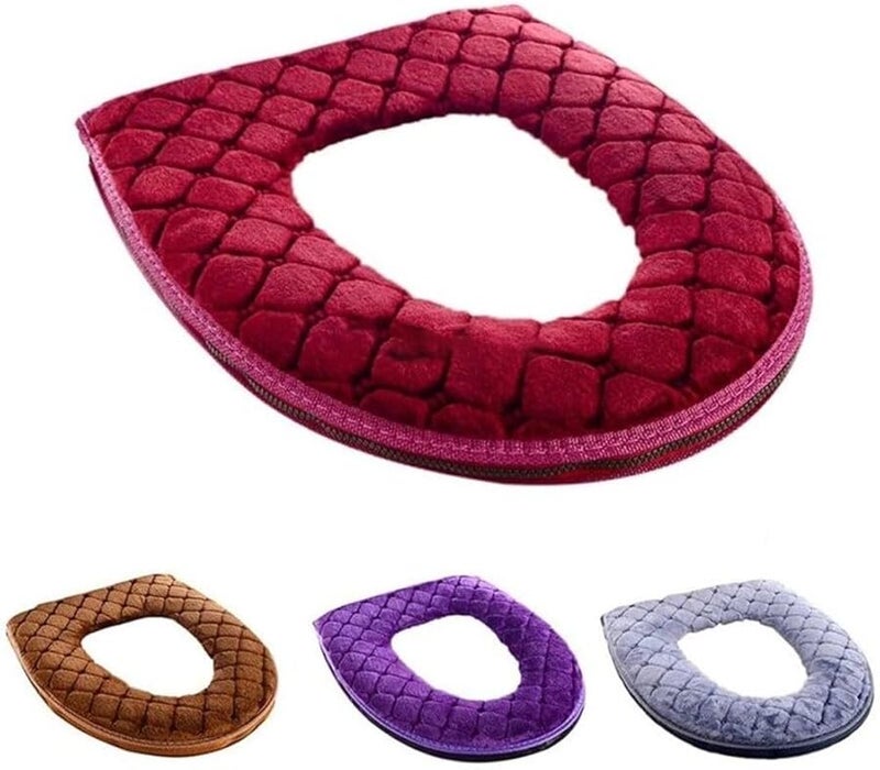 Warm Washable Padded Toilet Seat Cover With Soft Plush And Waterproof Backing Silver Gray - Image 4